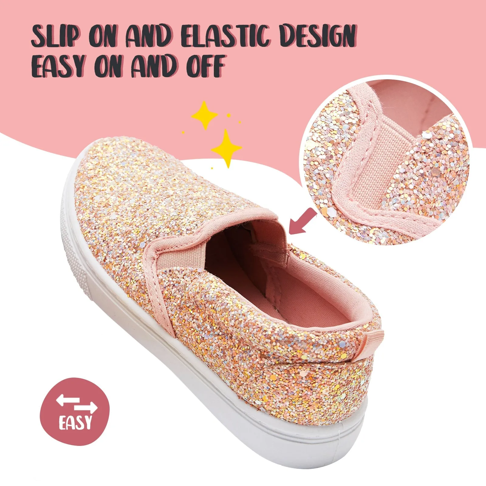 Pink Glitter Elastic Slip-On Espadrilles
