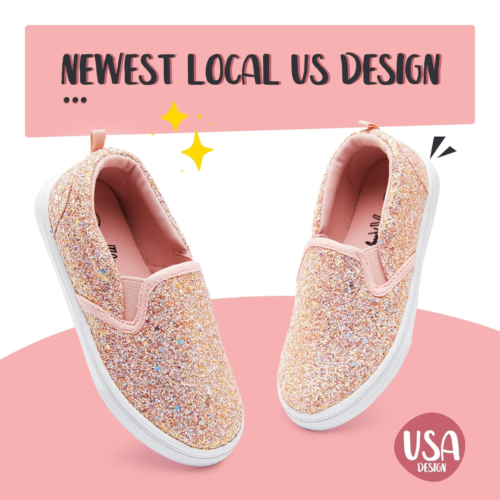 Pink Glitter Elastic Slip-On Espadrilles