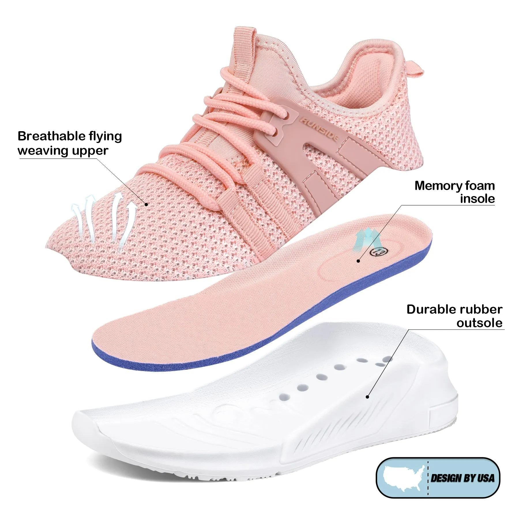 Pink Lightweight Breathable Tennis Sneakers