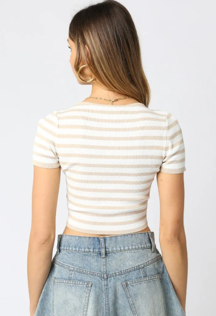 Poppy Knit Tee-Taupe
