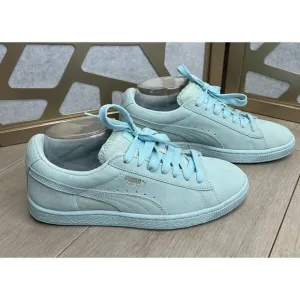 Puma blue suede sneakers shoes big girls youth 6.5 Or Wm 8 Eu 38.5