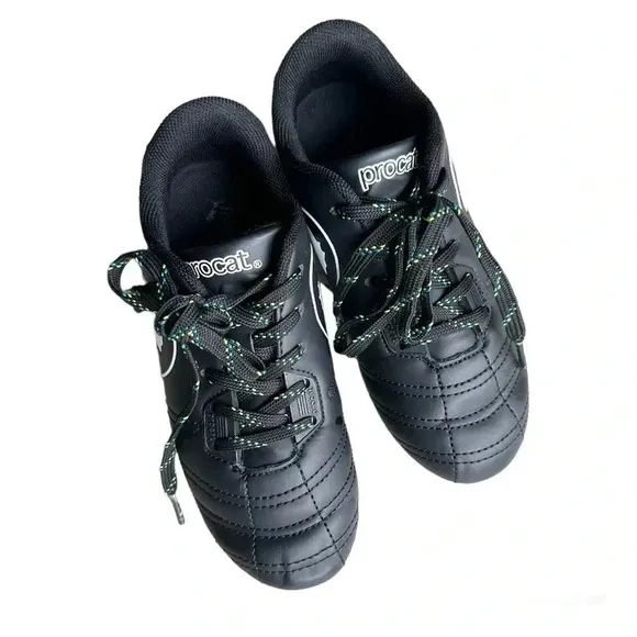 Puma Procat soccer cleats black with neon green sole with lace size 13 US