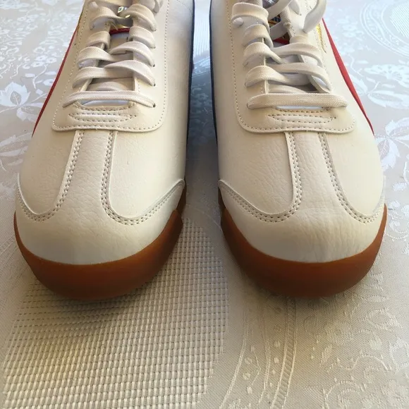 Puma Roma RWB Men’s Size 12 White Sneakers Trainers Red/Blue Stripes Lace-Up