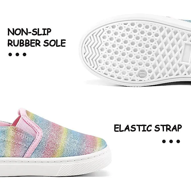 Rainbow Stripe Glitter Slip-On Espadrilles