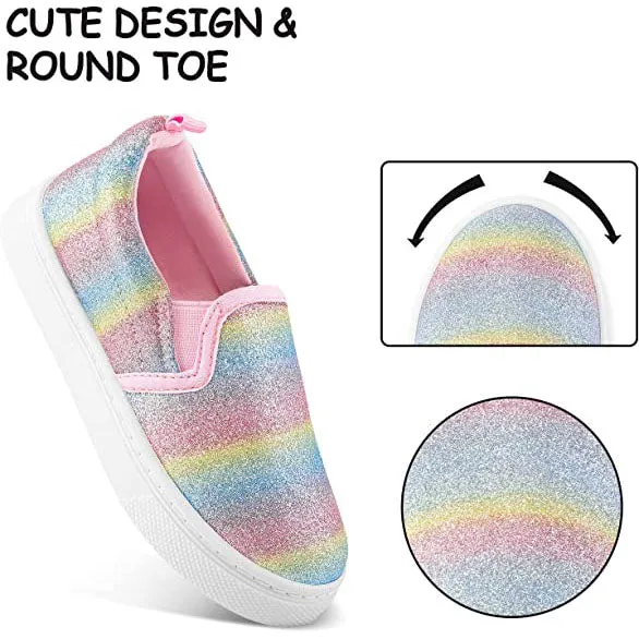 Rainbow Stripe Glitter Slip-On Espadrilles