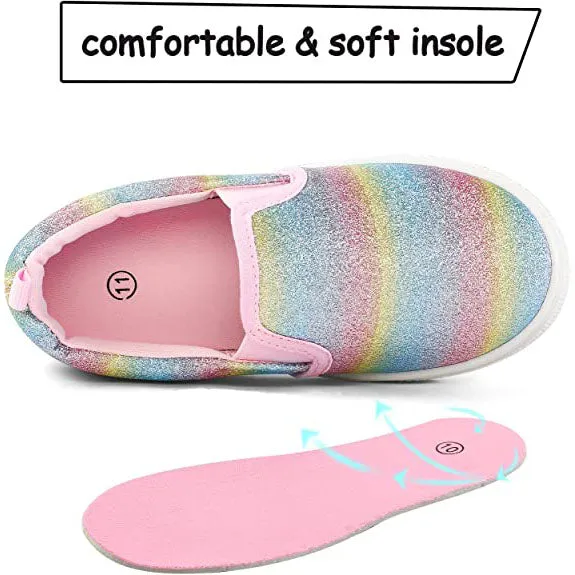 Rainbow Stripe Glitter Slip-On Espadrilles