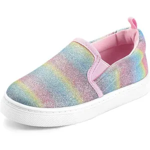 Rainbow Stripe Glitter Slip-On Espadrilles