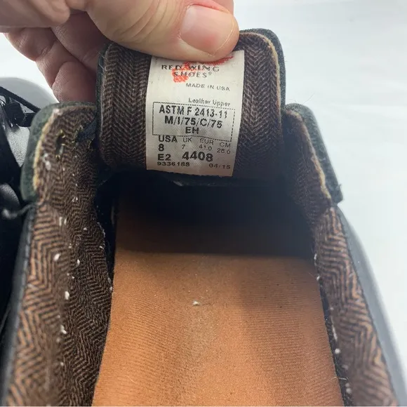 Red Wing Oxford 4408 Men’s Workwear Shoes Black Steel Safety Toe 8E2 Made in USA