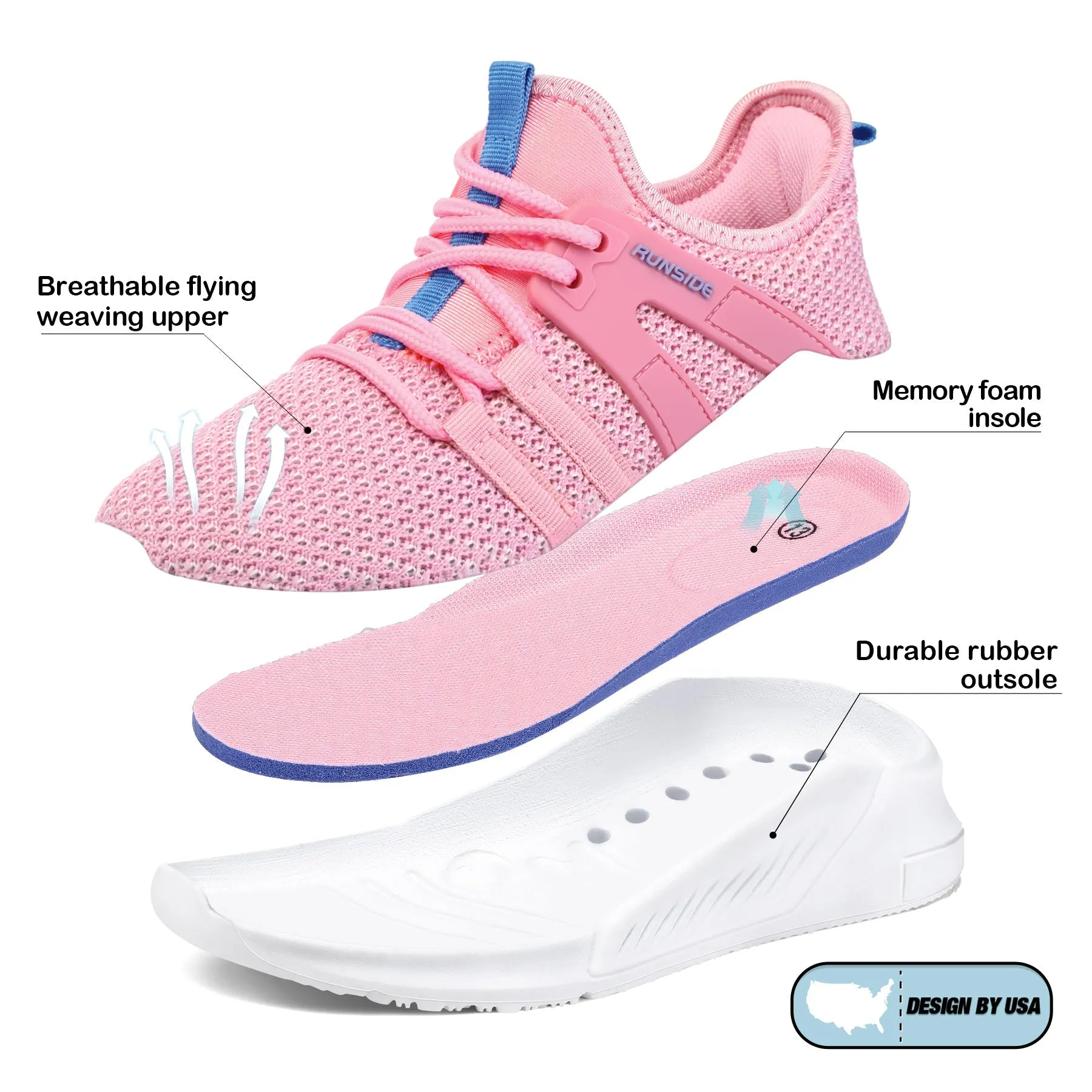 Rose Lightweight Breathable Tennis Sneakers