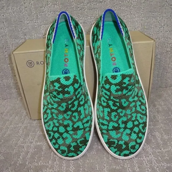 Rothy's The Kid Aqua Camo Spot Knit Slip On Sneaker Shoes Little Kids Size 2-3