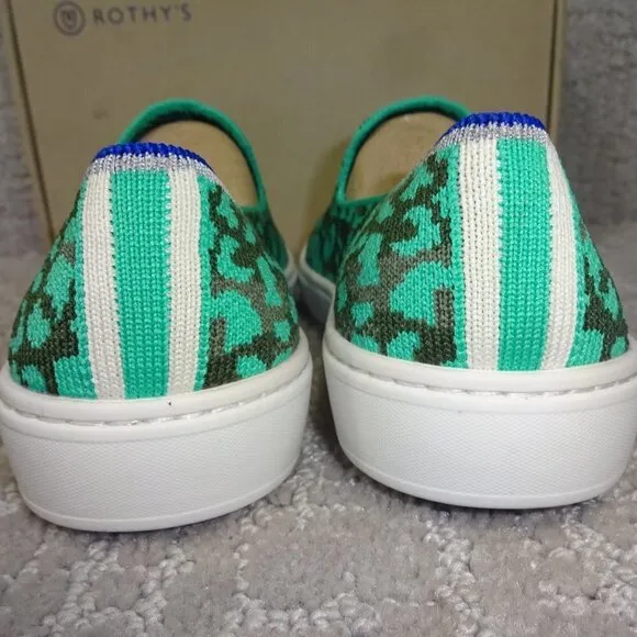 Rothy's The Kid Aqua Camo Spot Knit Slip On Sneaker Shoes Little Kids Size 2-3