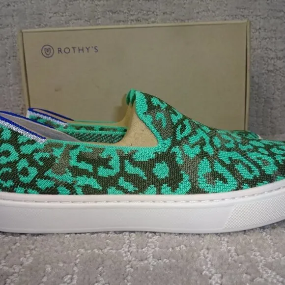 Rothy's The Kid Aqua Camo Spot Knit Slip On Sneaker Shoes Little Kids Size 2-3