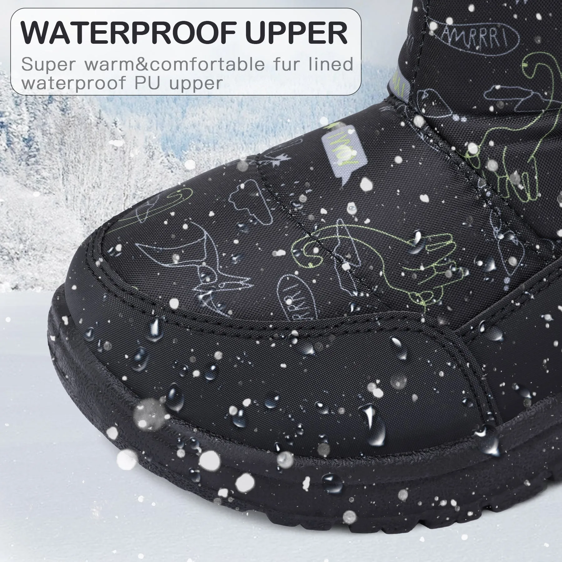 Simple Dinosaur Waterproof Non-Slip Snow Boots