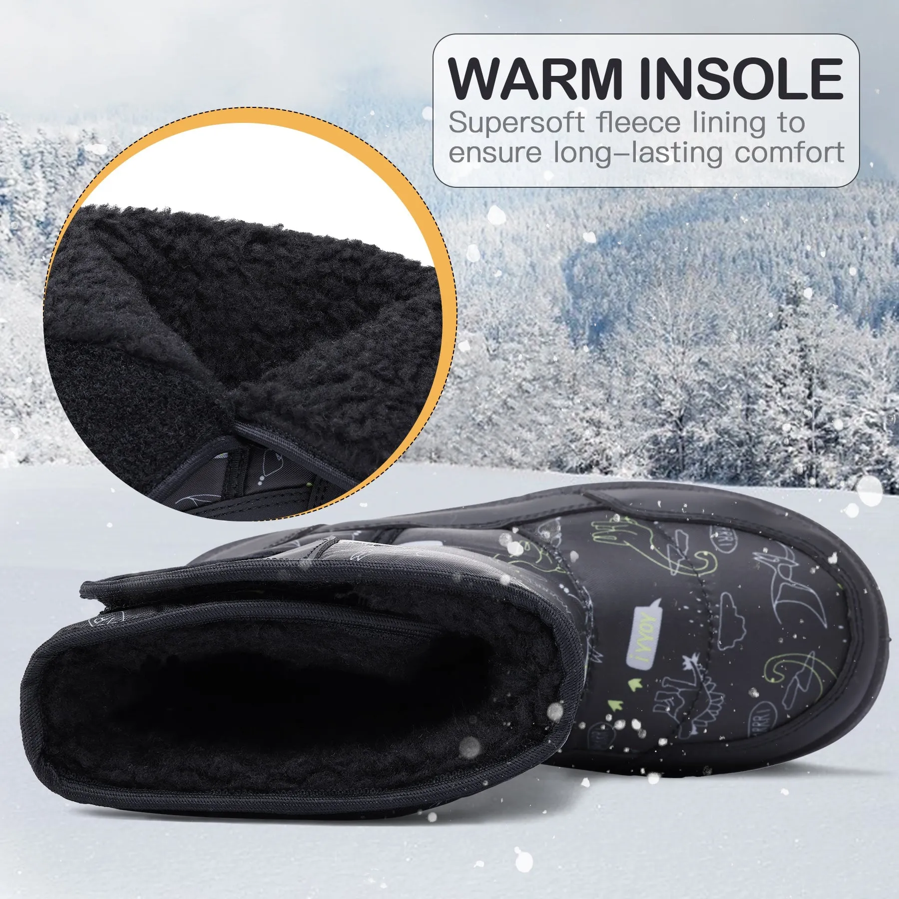Simple Dinosaur Waterproof Non-Slip Snow Boots