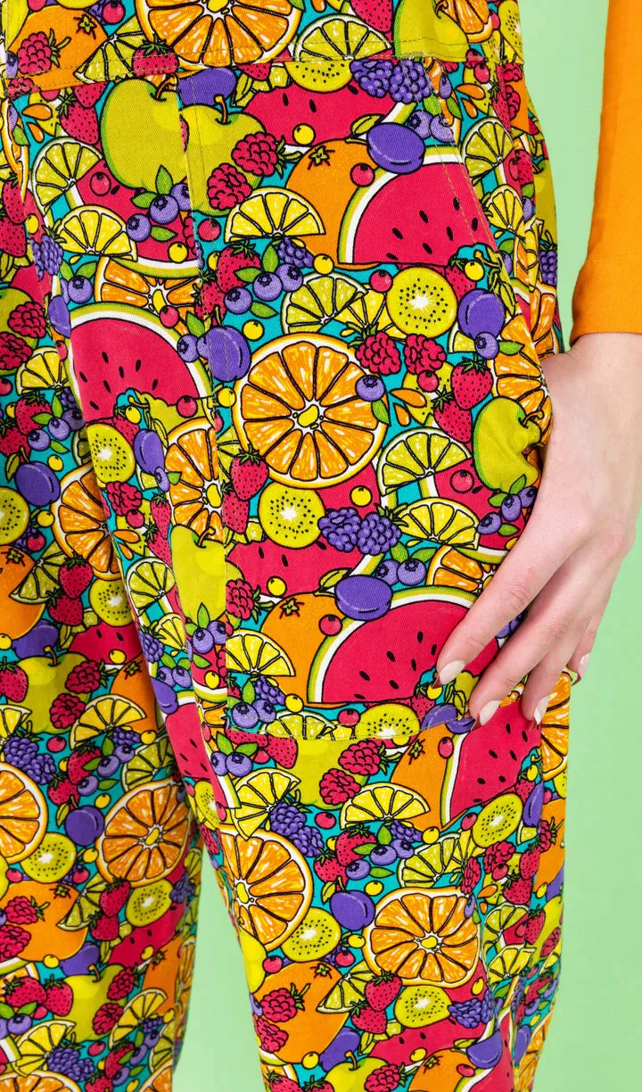 SIZE 4XS* Tutti Frutti Stretch Twill Dungarees