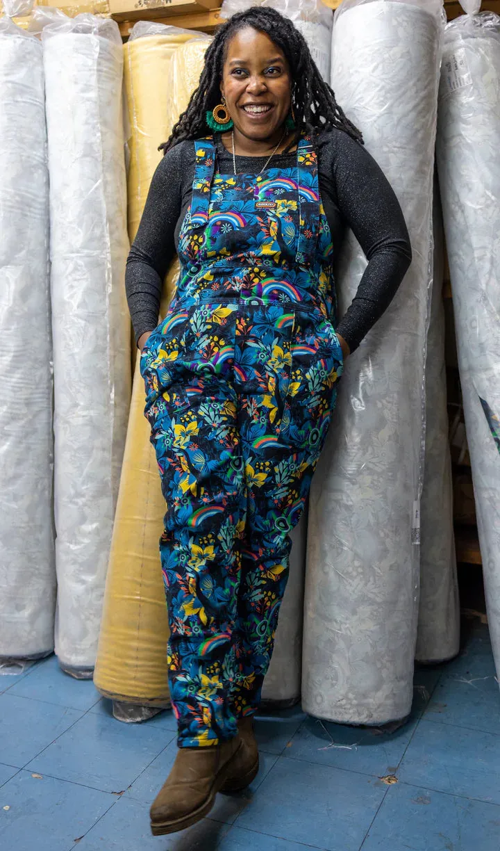 SIZES 4XS & 3XS* Run & Fly Black Blue Jurassic Dinosaur Stretch Twill Dungarees
