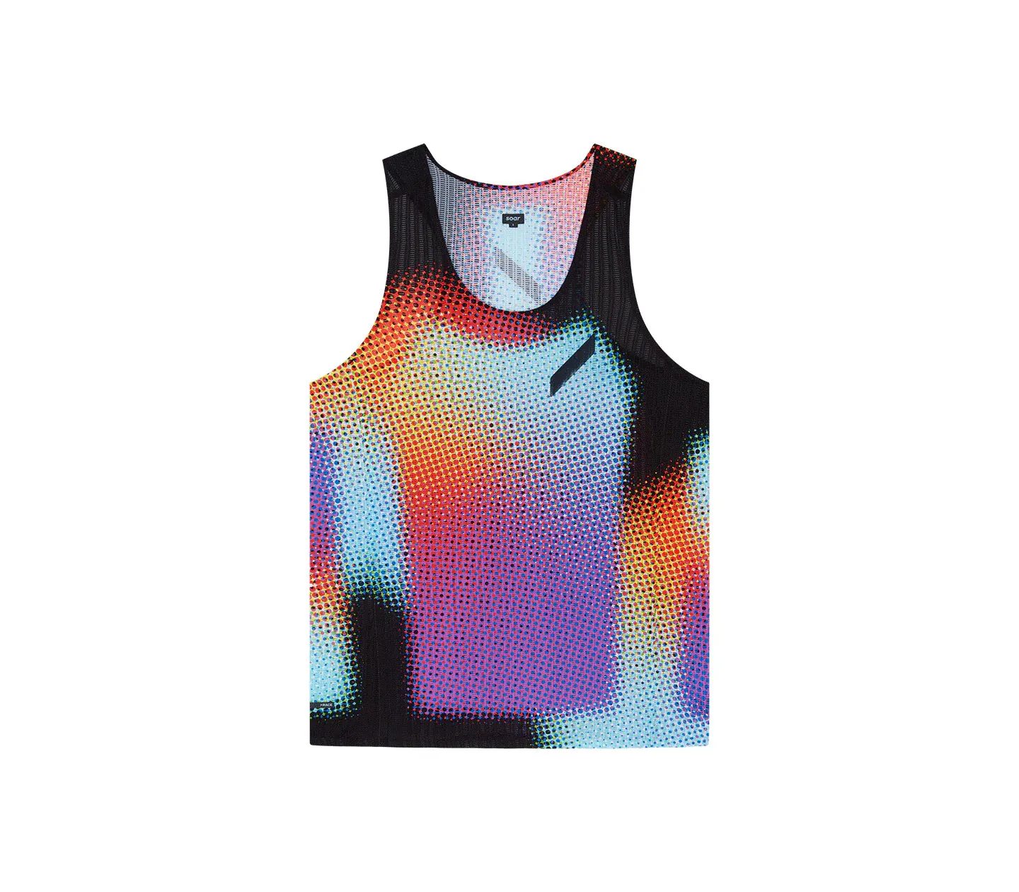SOAR Running: Women's Printed Race Vest - Black Rainbow Dot
