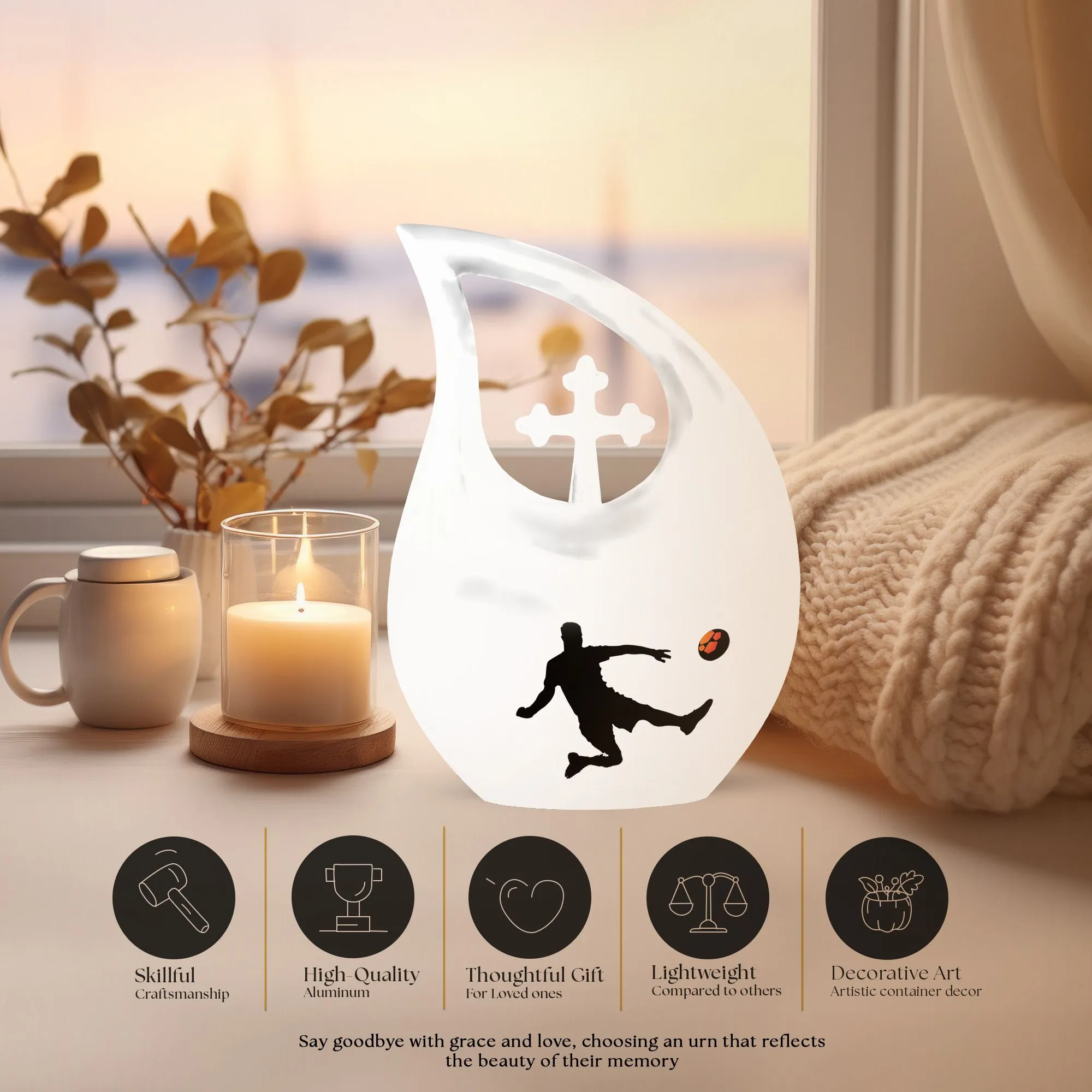Soccer-Inspired Beautiful Memorial Urn - Custom Keepsake of Love