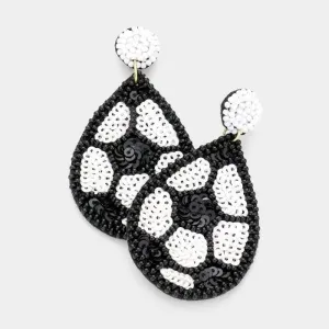 Soccer Seed Bead Felt Back Earrings