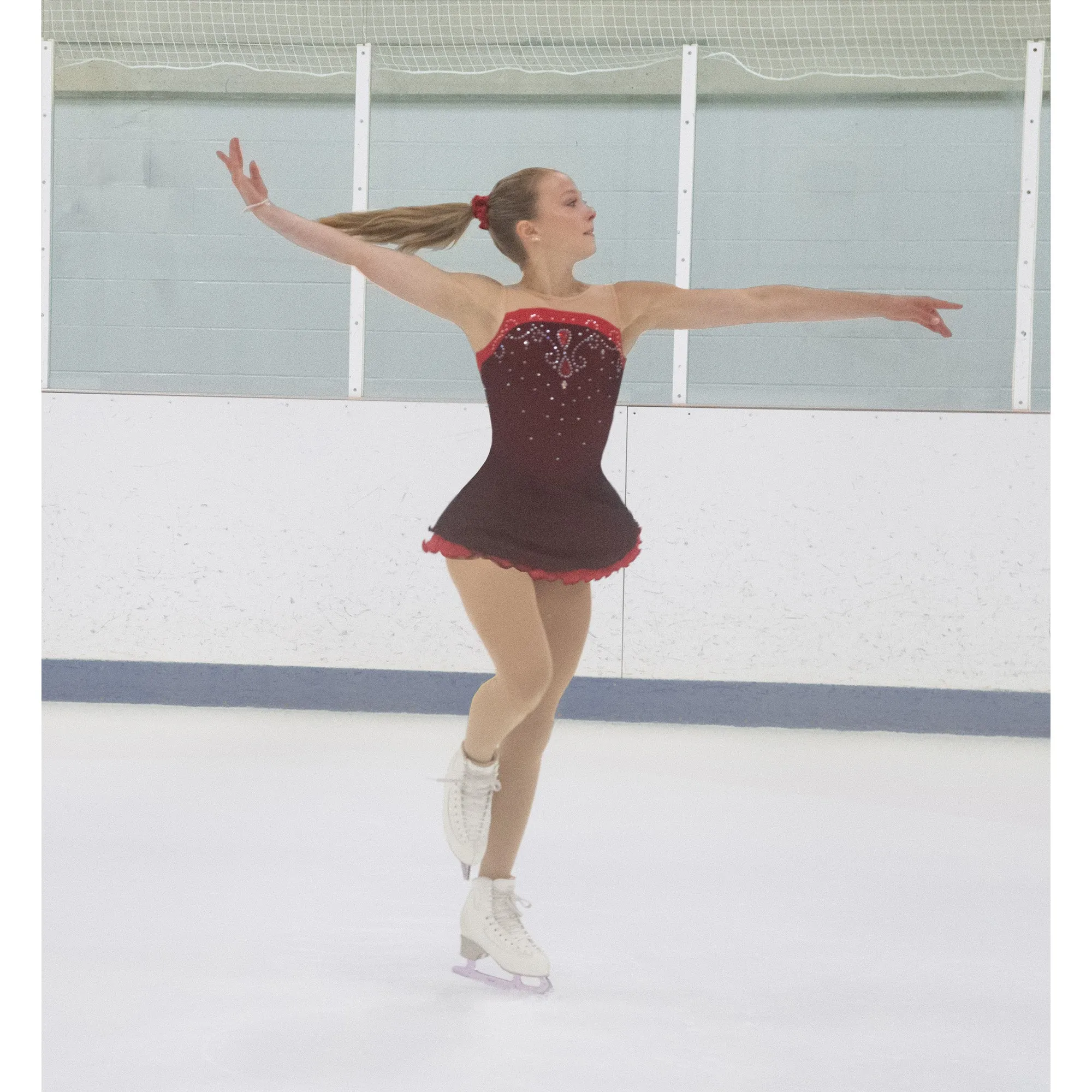 Solitaire Skatewear F23021R Mesh Overlay Dress, With Crystals