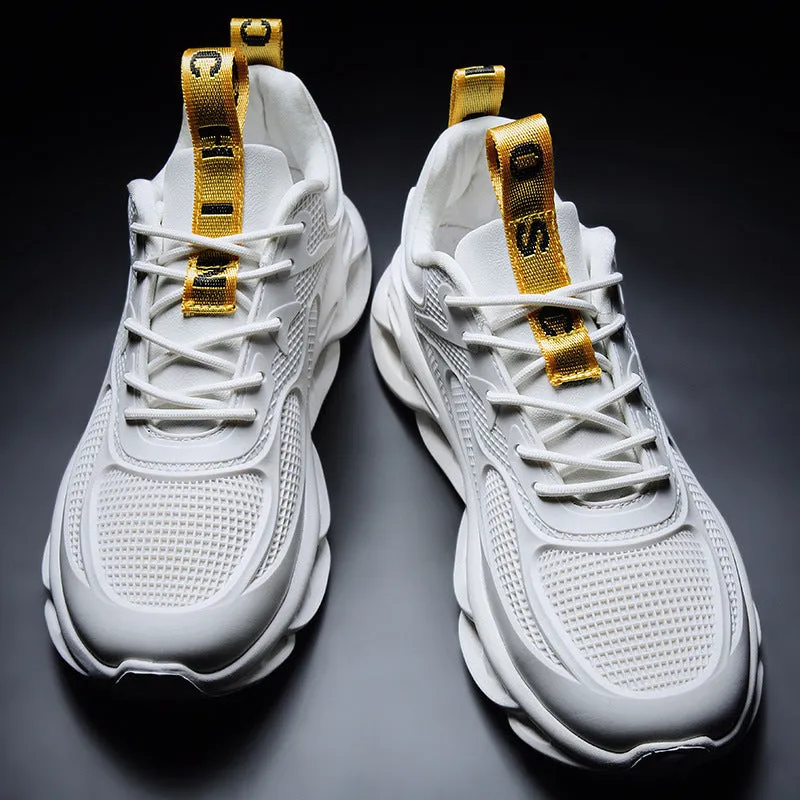Soultrix Men's White Breathable Mesh Shoes, Lightweight and Comfortable Sneakers for All-Day Wear
