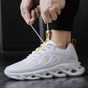 Soultrix Men's White Breathable Mesh Shoes, Lightweight and Comfortable Sneakers for All-Day Wear