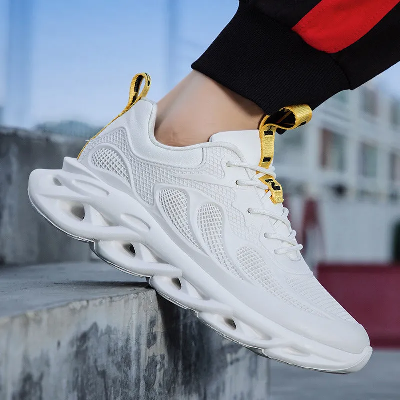 Soultrix Men's White Breathable Mesh Shoes, Lightweight and Comfortable Sneakers for All-Day Wear