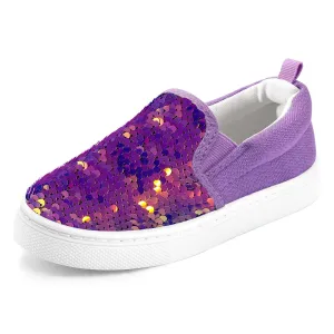 Sparkling Purple Kids Slip-on Canvas Shoes