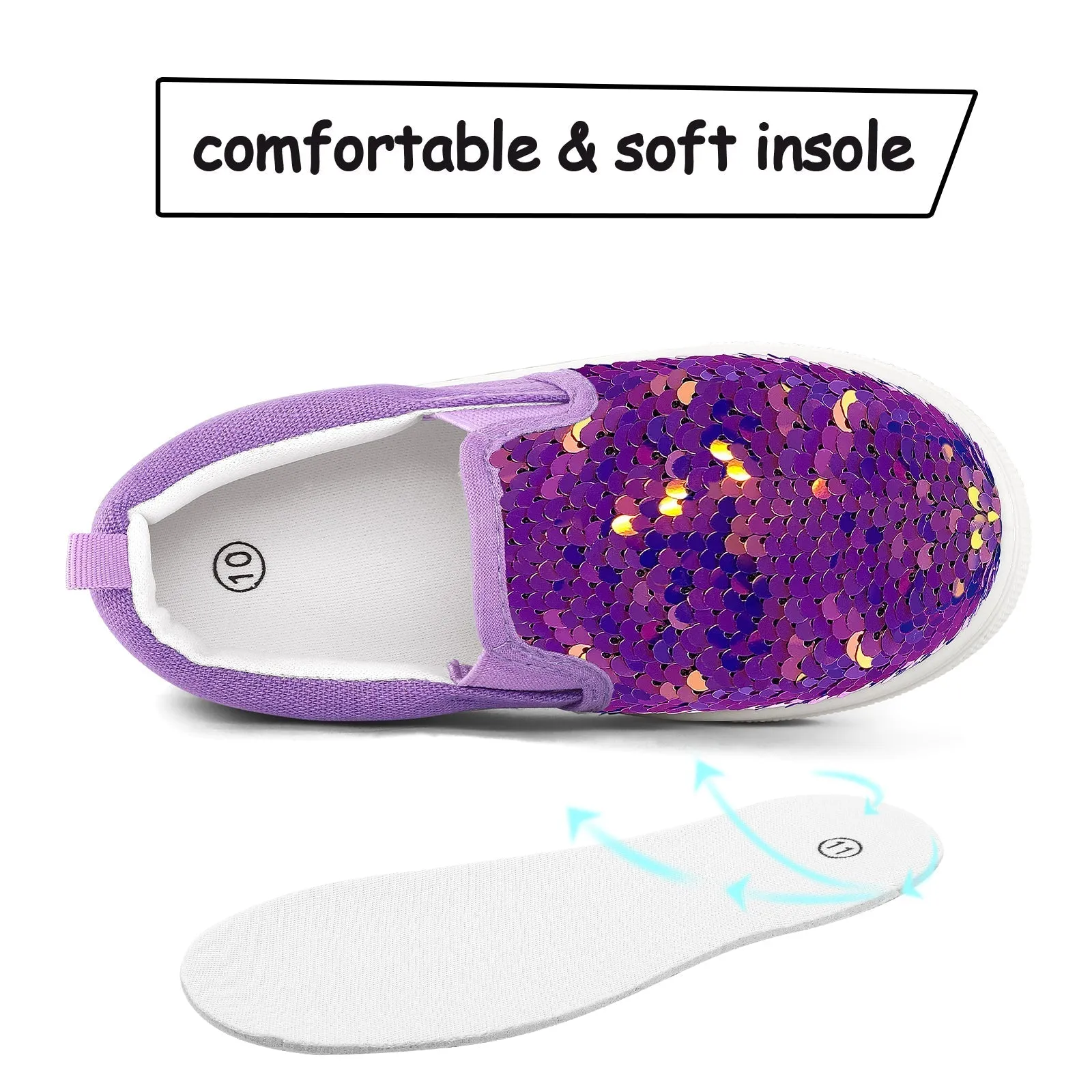 Sparkling Purple Kids Slip-on Canvas Shoes