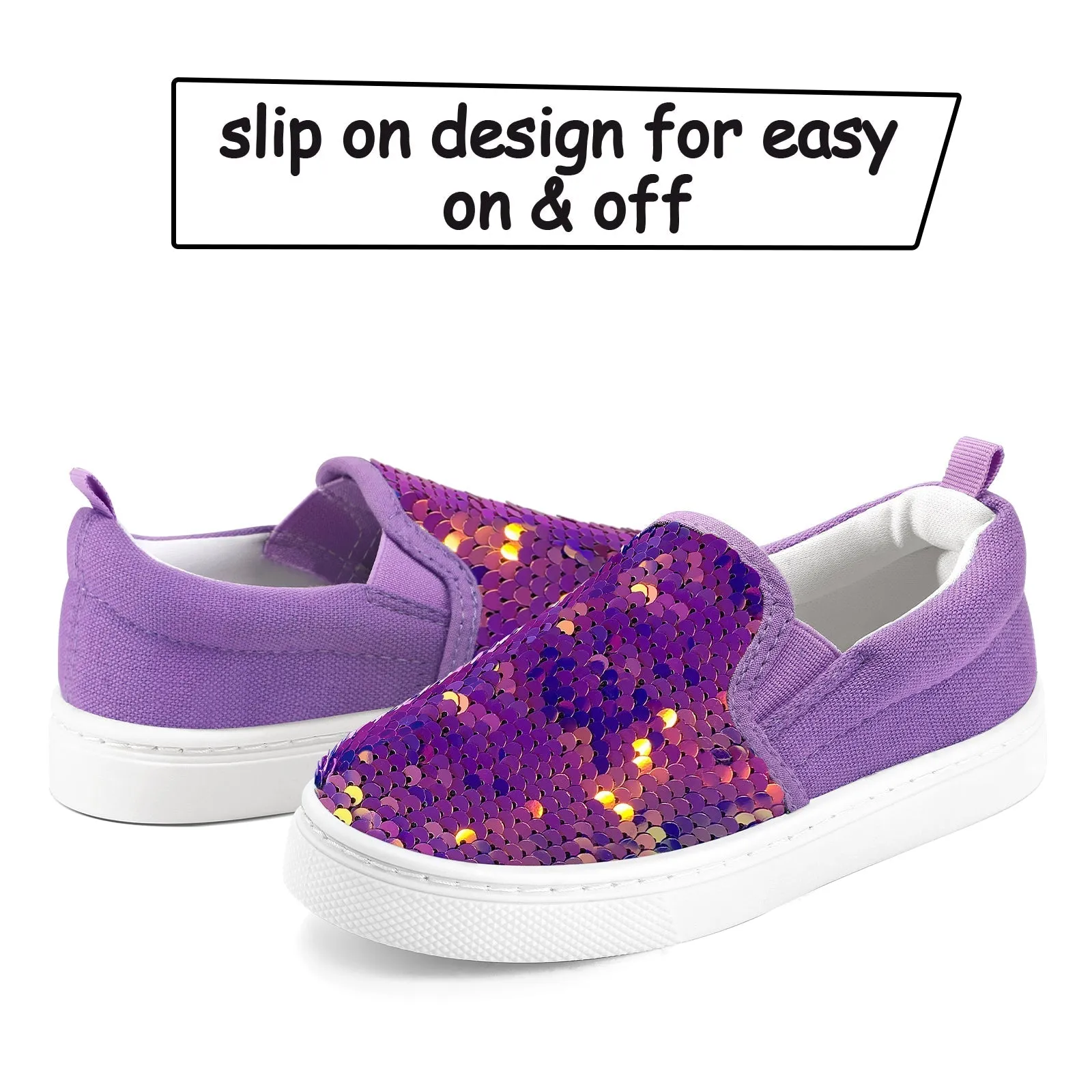 Sparkling Purple Kids Slip-on Canvas Shoes