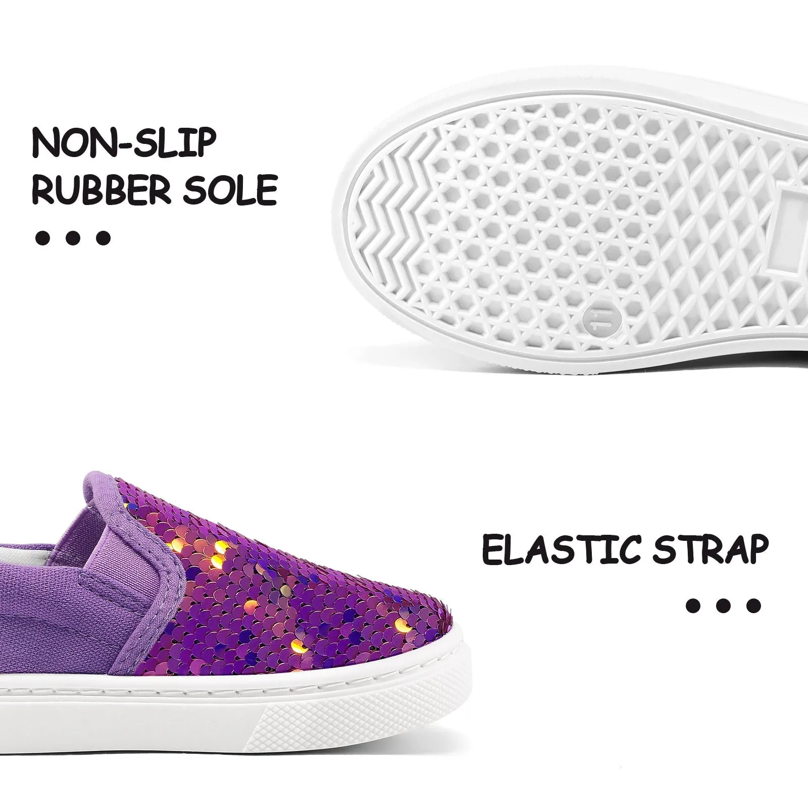 Sparkling Purple Kids Slip-on Canvas Shoes
