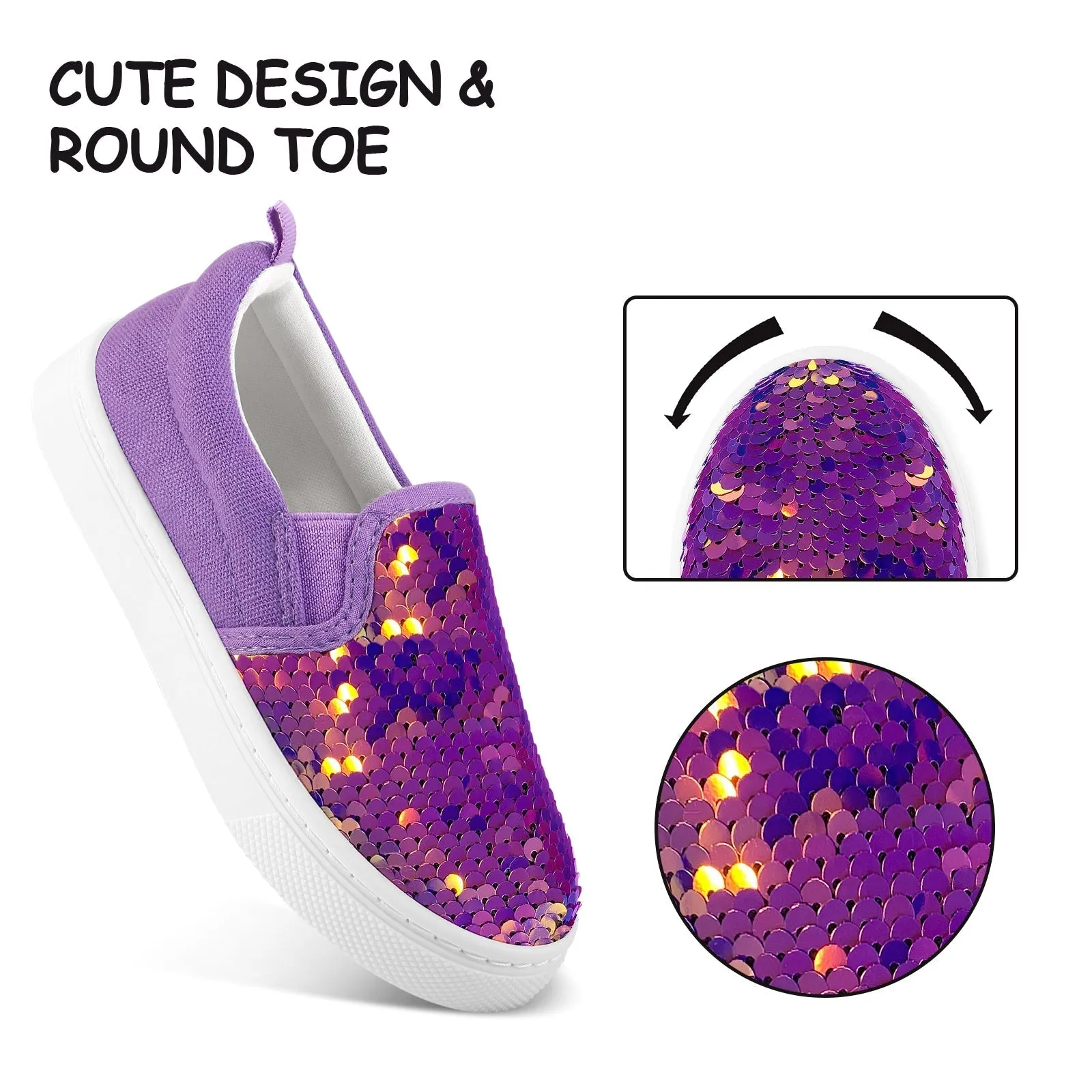 Sparkling Purple Kids Slip-on Canvas Shoes