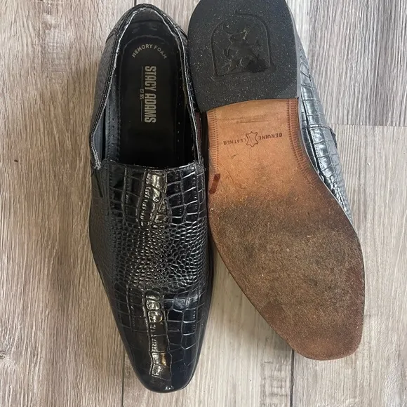 Stacy Adams Men's Leather Dress Shoes, Croc Print shoes, Oxford style, Sz 8
