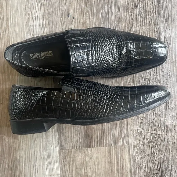 Stacy Adams Men's Leather Dress Shoes, Croc Print shoes, Oxford style, Sz 8
