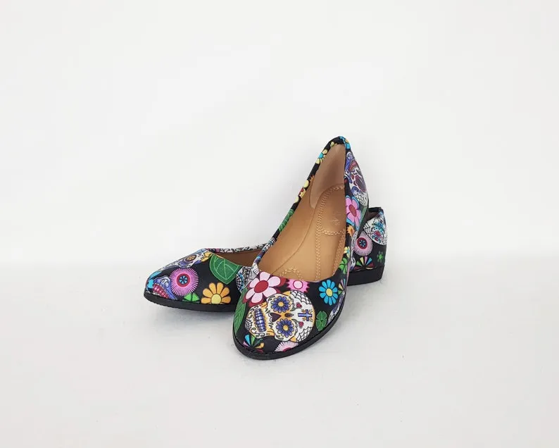 Sugar Skull women dolly pumps
