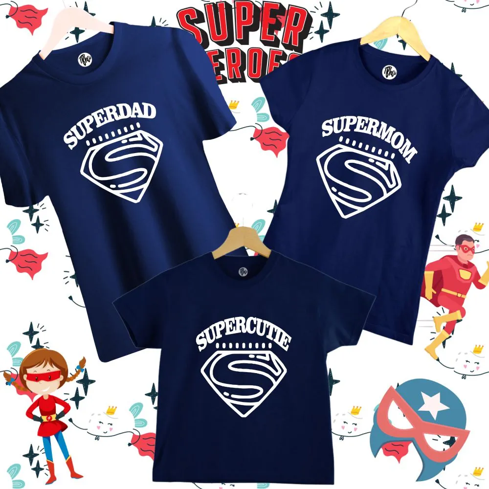 Super Hero Family T-Shirts - Superdad Supermom & Supercutie