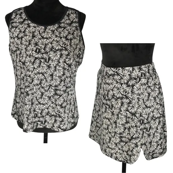 Tail Tennis Skirt Set Black White Print Tank Top Skirt Skort Pickleball Outfit