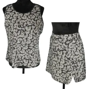Tail Tennis Skirt Set Black White Print Tank Top Skirt Skort Pickleball Outfit