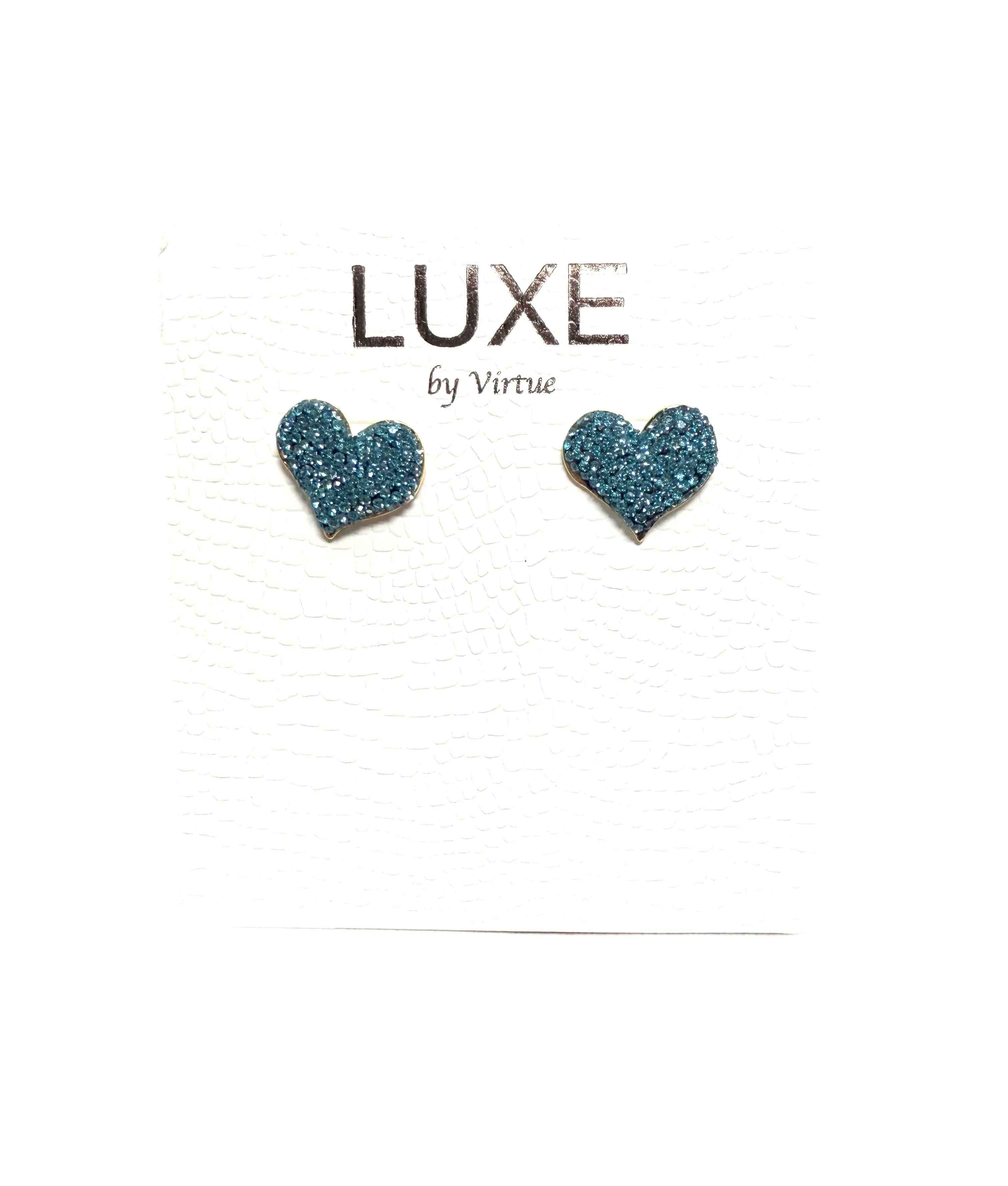 The Juliet Luxe Studded Stone Heart Stud - Turquoise