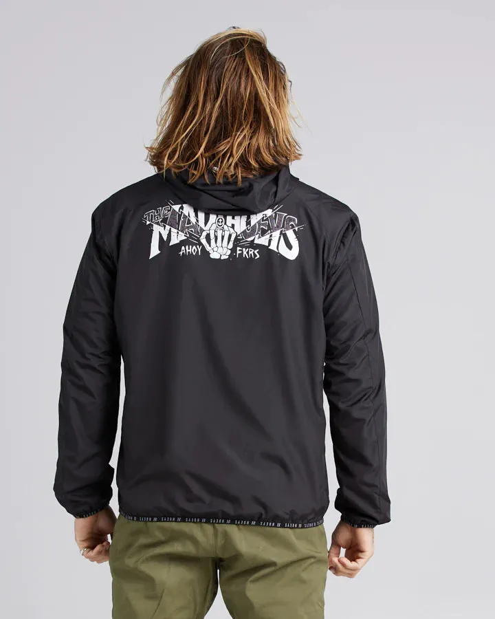 THE MAD HUEYS BONES AHOY ZIP THROUGH SPRAY JACKET BLACK