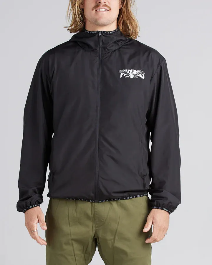 THE MAD HUEYS BONES AHOY ZIP THROUGH SPRAY JACKET BLACK