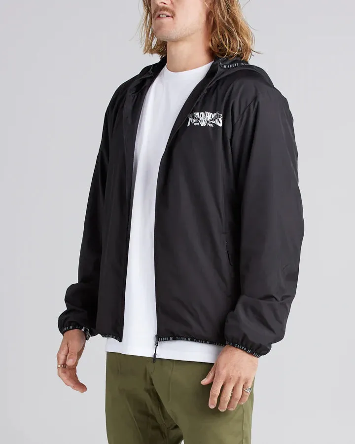 THE MAD HUEYS BONES AHOY ZIP THROUGH SPRAY JACKET BLACK