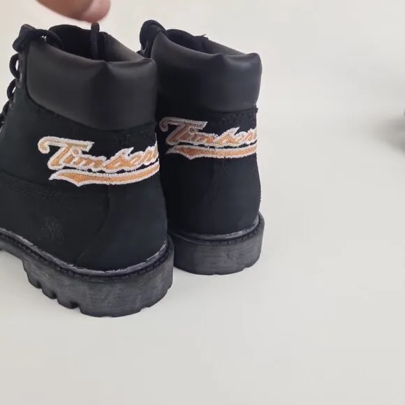 Timberland 6 In Premium Boots Little Kids Black Nubuck Outdoors SZ 12