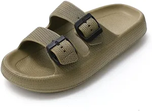 TREEMALL Pillow Sandals Cloud Slides for Women Men,Quick Drying Buckle Sandals Non-Slip Open Toe Double Strap Sandals