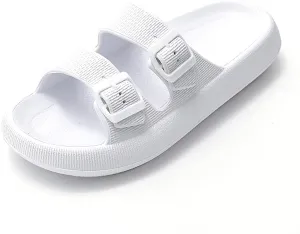 TREEMALL Pillow Sandals Cloud Slides for Women Men,Quick Drying Buckle Sandals Non-Slip Open Toe Double Strap Sandals