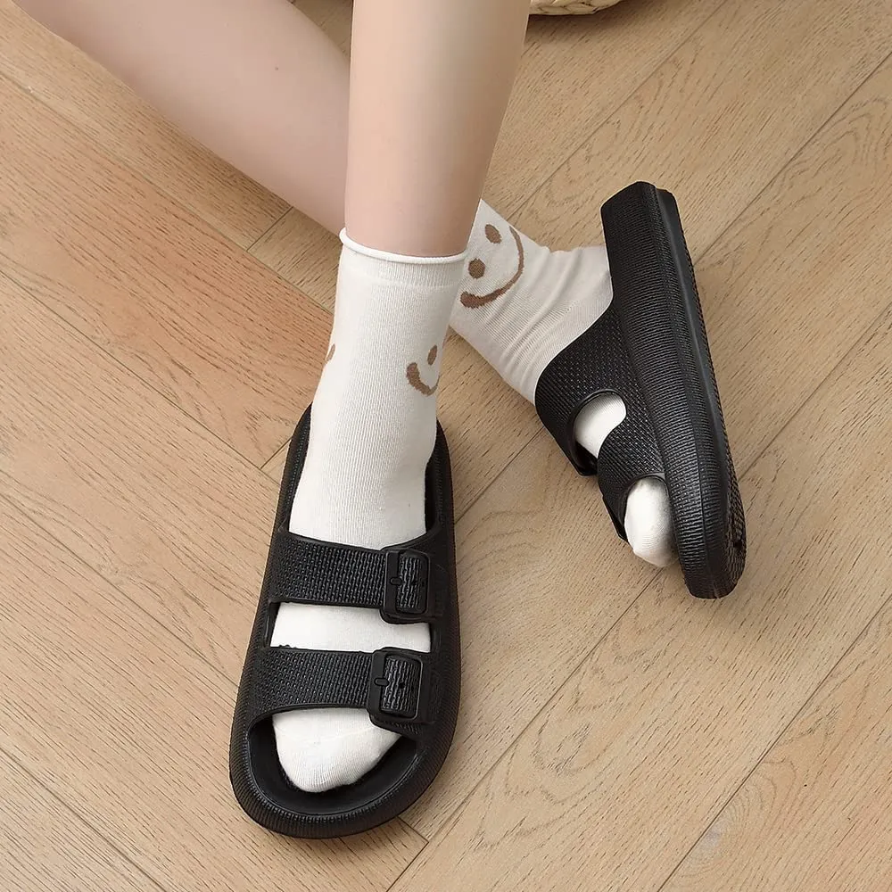 TREEMALL Pillow Sandals Cloud Slides for Women Men,Quick Drying Buckle Sandals Non-Slip Open Toe Double Strap Sandals