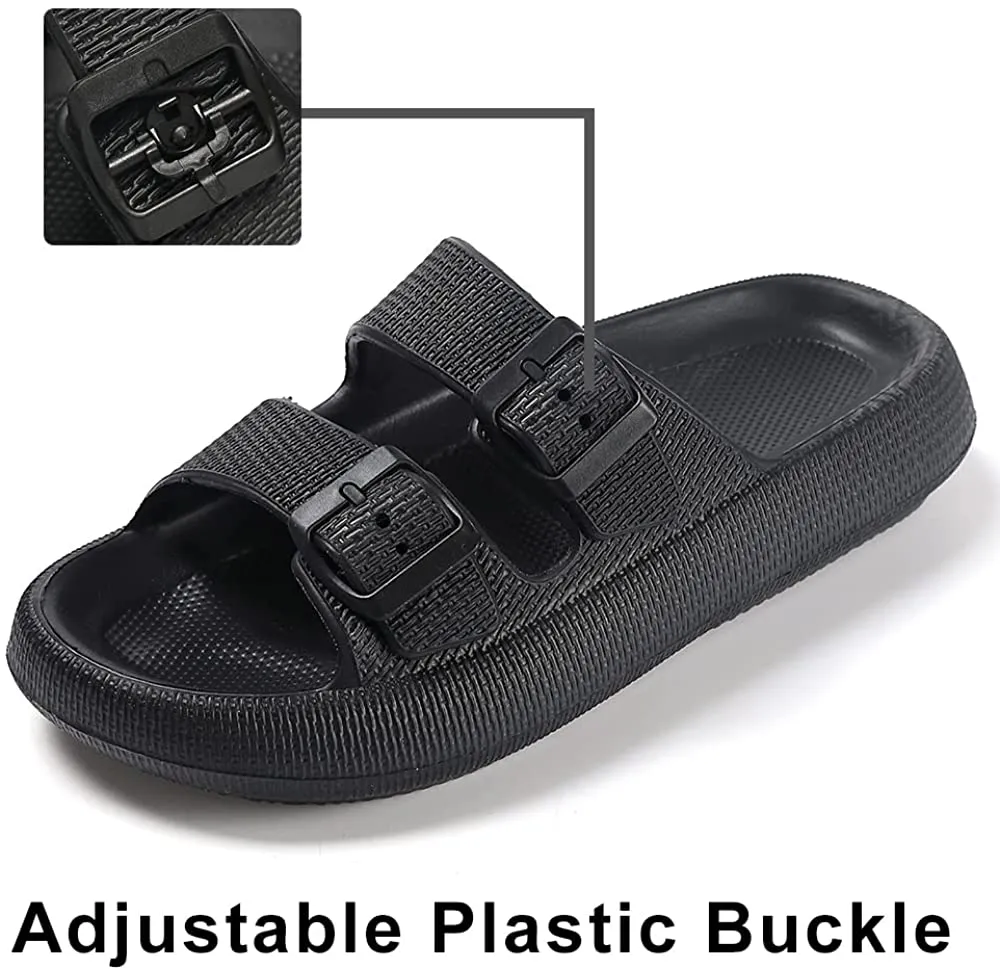 TREEMALL Pillow Sandals Cloud Slides for Women Men,Quick Drying Buckle Sandals Non-Slip Open Toe Double Strap Sandals