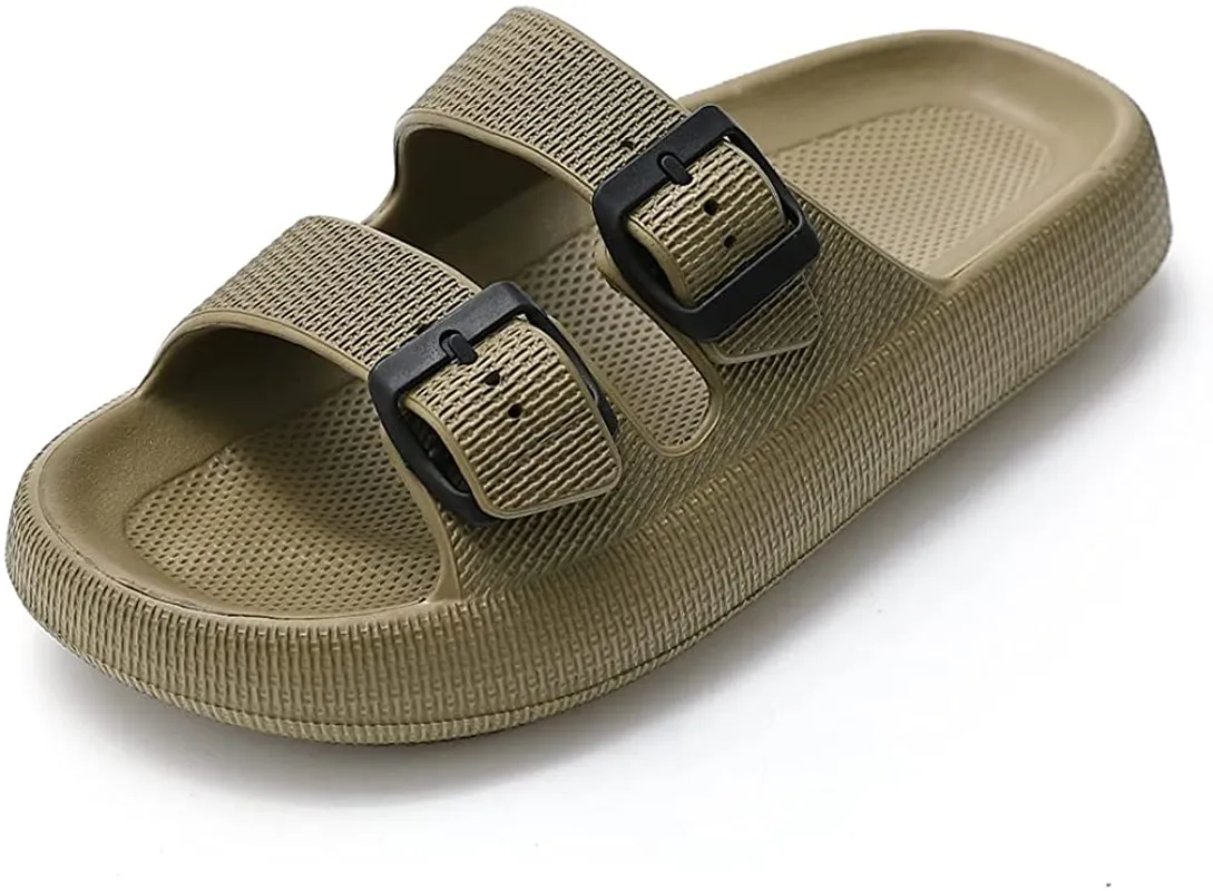 TREEMALL Pillow Sandals Cloud Slides for Women Men,Quick Drying Buckle Sandals Non-Slip Open Toe Double Strap Sandals