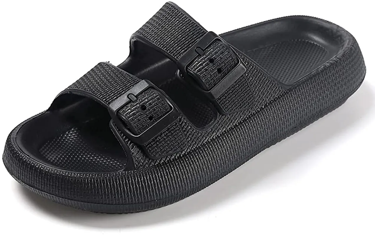 TREEMALL Pillow Sandals Cloud Slides for Women Men,Quick Drying Buckle Sandals Non-Slip Open Toe Double Strap Sandals