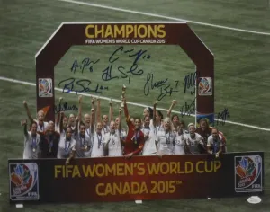 USA Womens Soccer Team Signed 16x20 Photo Champions Solo Lloyd  7 Sigs JSA 14013